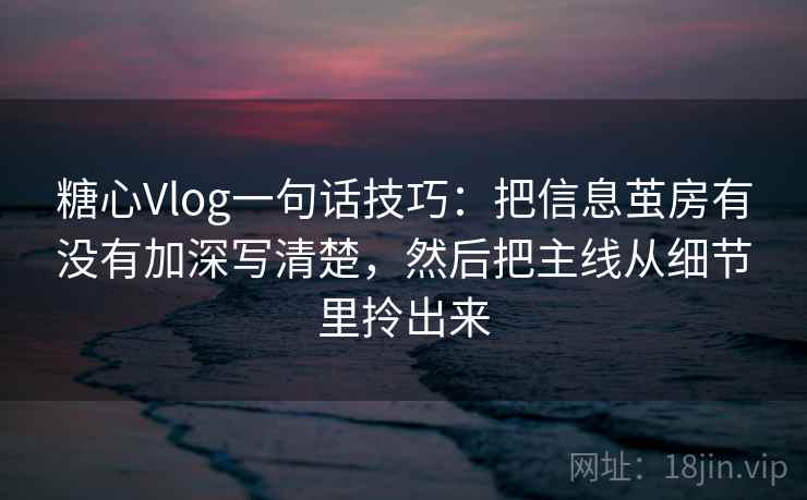 糖心Vlog一句话技巧：把信息茧房有没有加深写清楚，然后把主线从细节里拎出来